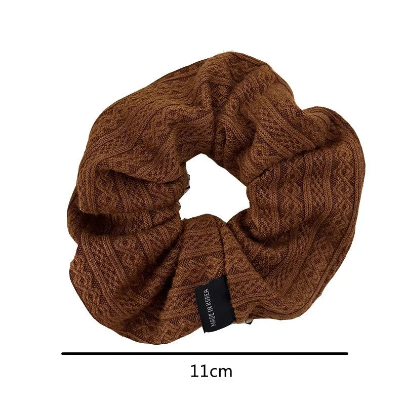 Knitted Wool Scrunchie for Women and Girls Elastic Hair Rubber Band