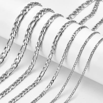 Sterling Silver 40-75cm Figaro Chain