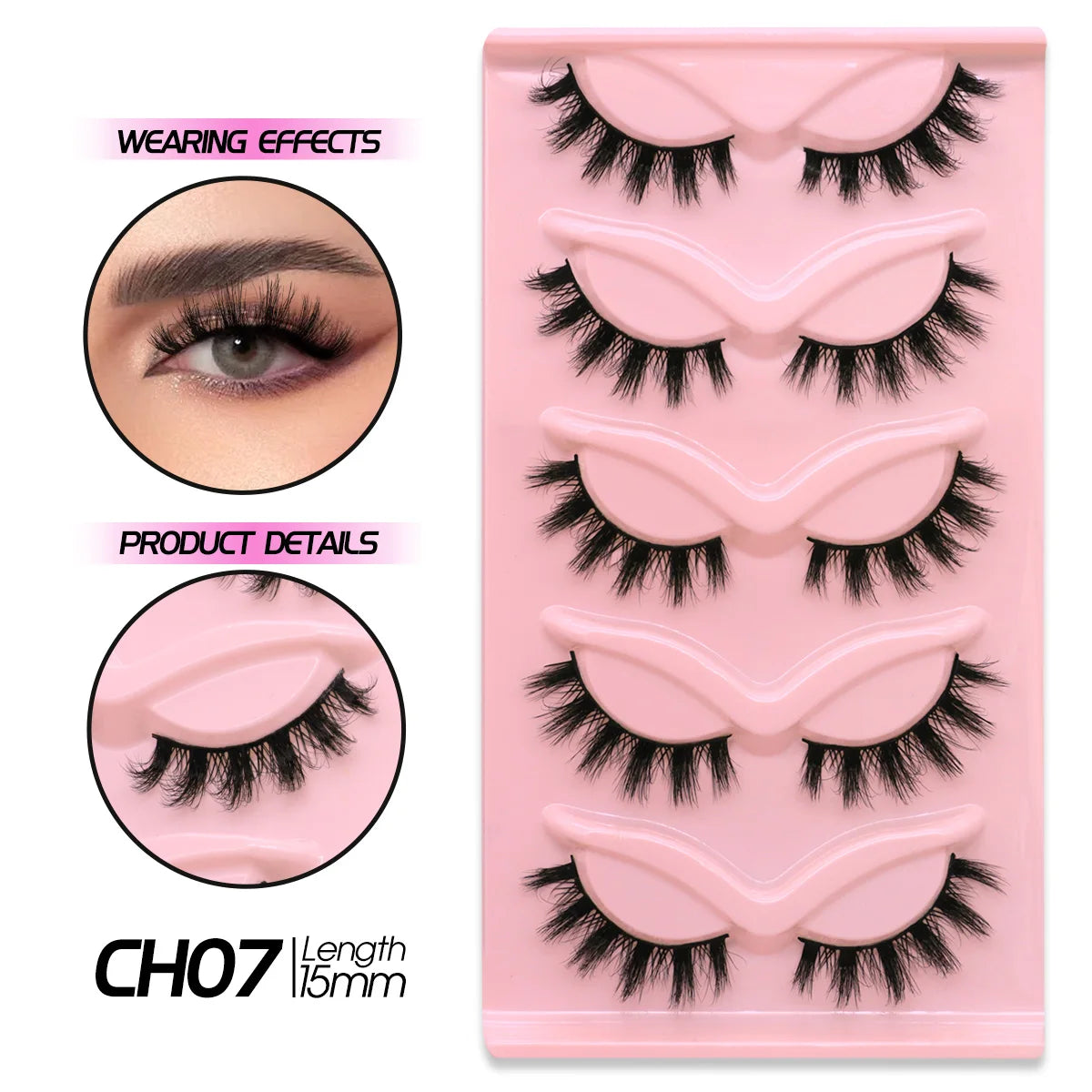 5/10 Pairs GROINNEYA Cat Eye Effect Natural