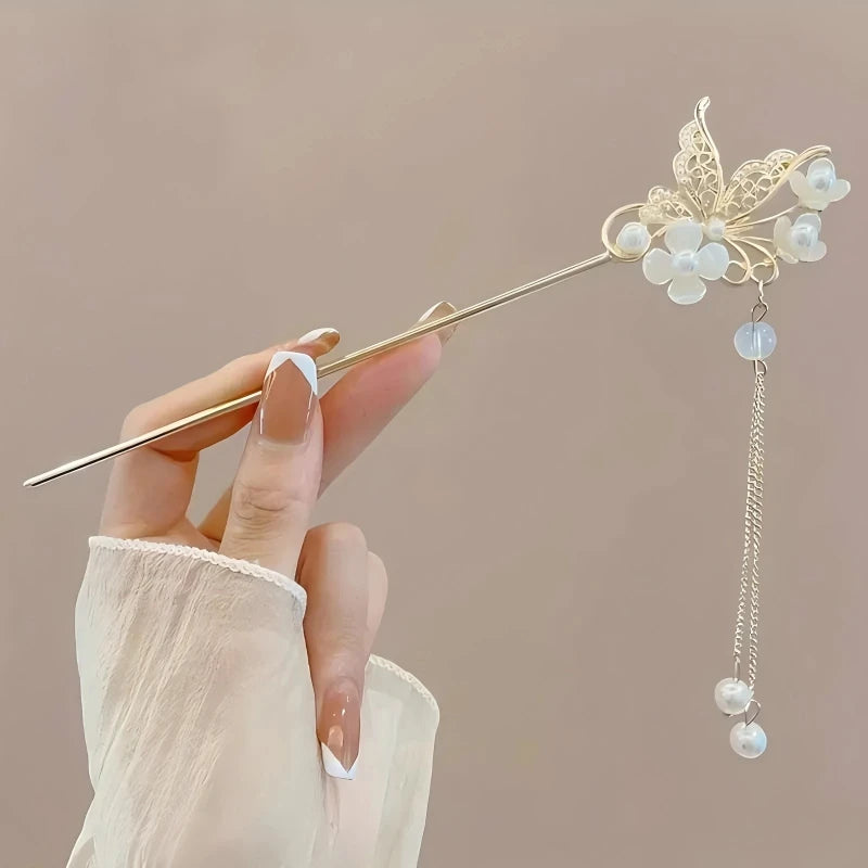 Elegant Chinese Style Hair Clip Tassel Stick