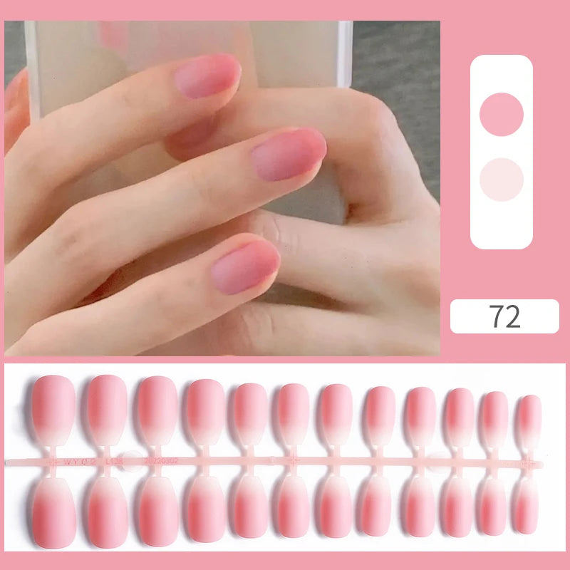 24Pcs/Set French Press on Fake Nails Full Cover Artificial Wearable