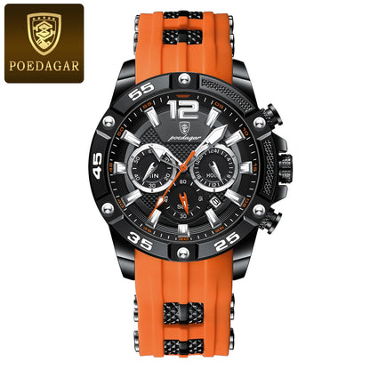 POEDAGAR Casual Men Luxury Waterproof Luminous Chronograph Date Wristwatch