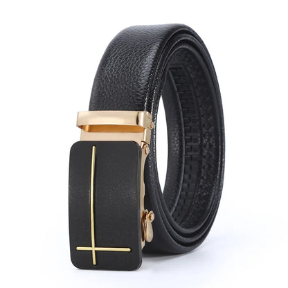 PU Leather Belt High Quality Business Men Belt Golden Automatic Buckle