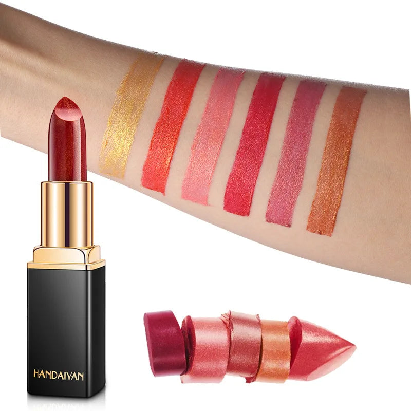 Handaiyan Lipstick Shimmer Sexy Pigments Long Lasting Waterproof Profissional