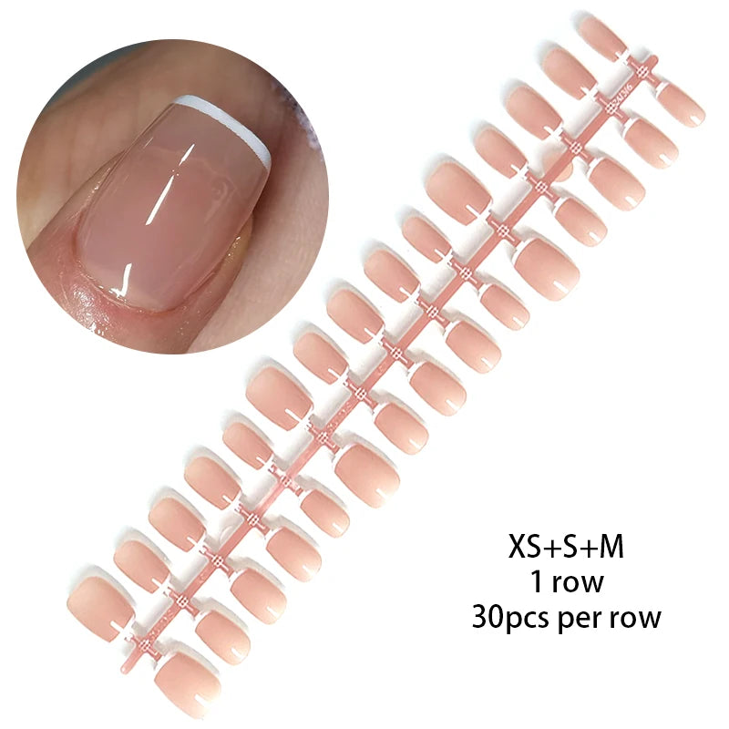 24Pcs/Set French Press on Fake Nails Full Cover Artificial Wearable