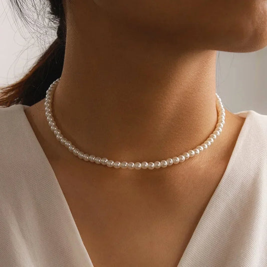 White Pearl Chokers Necklace Clavicle Chain For Elegant Women