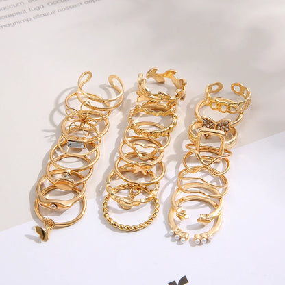 22Pcs Set Heart Snake Rings Set