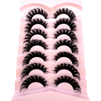 7 Pairs Natural Russian Strip Lashes Fluffy Mink Lashes