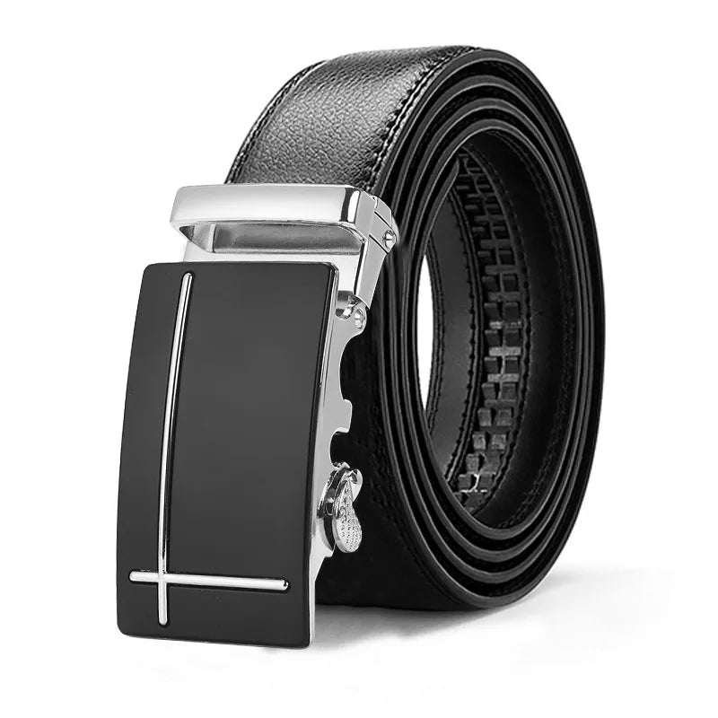 PU Leather Belt High Quality Business Men Belt Golden Automatic Buckle