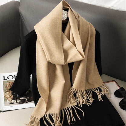 Winter Scarf Warm Thicken Cashmere Shawl Outdoor Fashion Luxury Tassels Pashmina