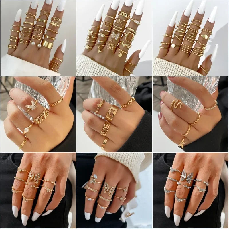 22Pcs Set Heart Snake Rings Set