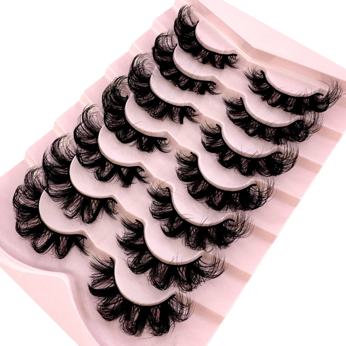 7 Pairs Natural Russian Strip Lashes Fluffy Mink Lashes