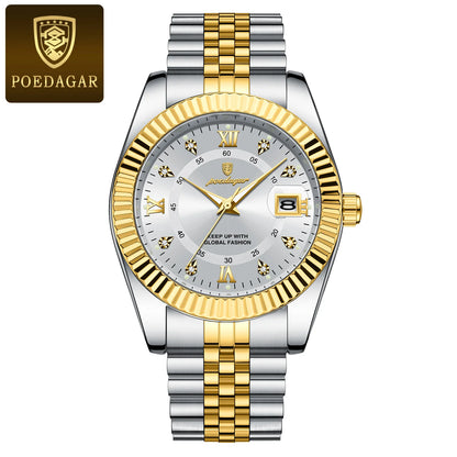 POEDAGAR Luxury Sport Wrist Quartz Stainless Steel Watch For Man