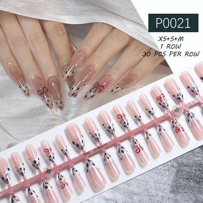 24Pcs/Set French Press on Fake Nails Full Cover Artificial Wearable