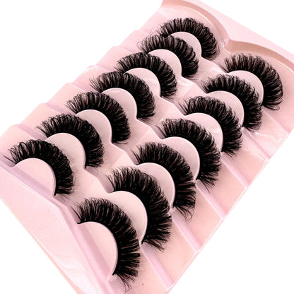 7 Pairs Natural Russian Strip Lashes Fluffy Mink Lashes