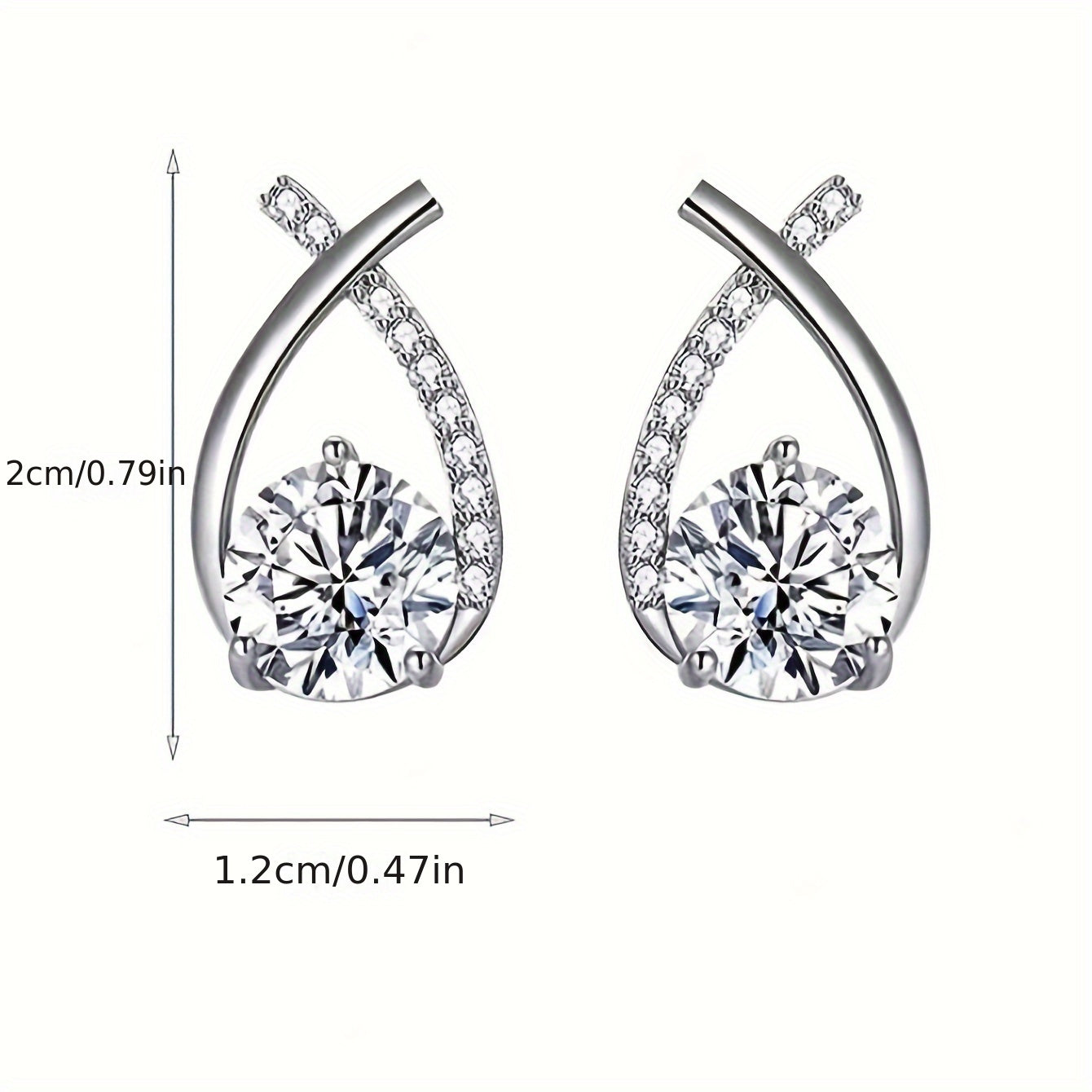 1pair Luxury & Elegant Twist Waterdrop Cubic Zirconia Stud Earrings