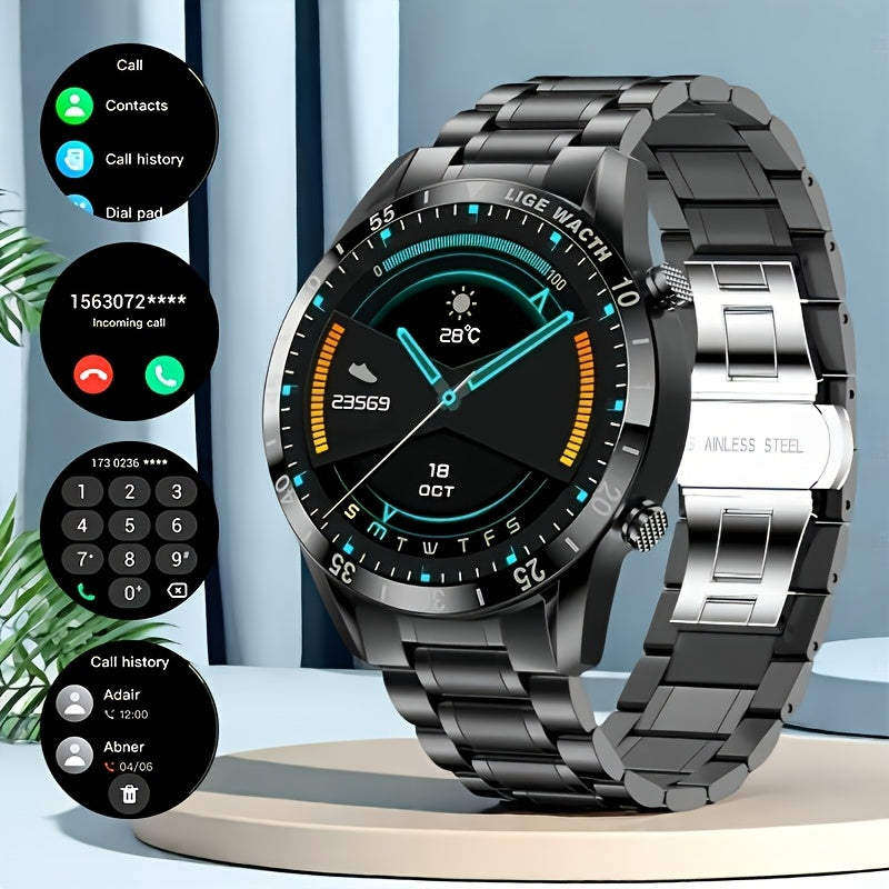 LIGE Full Circle Touch Screen Steel Smart Watch Waterproof